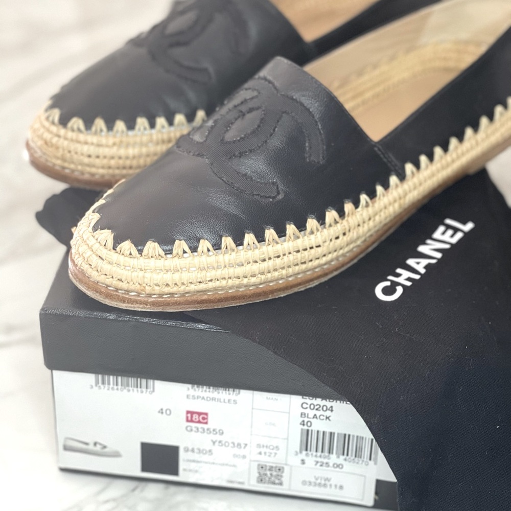 Chanel Lambskin Grosgrain Espadrilles Size 40